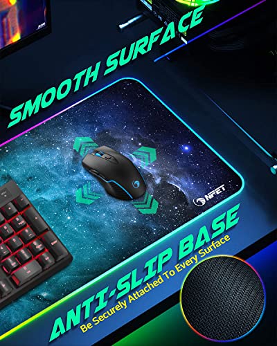NPET K10V3 Wired Gaming Keyboard and Mouse Pad, RGB 10 Zone Backlit, Spill-Resistant Design, Quiet Silent USB Membrane Keyboard and Wrist Support for Desktop, Computer, PC