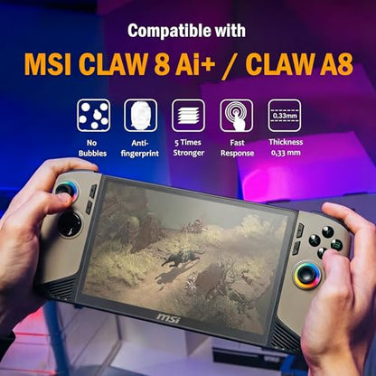 [Matte 2 Pack] 9H Tempered Glass Screen Protector Compatible with 2025 MSI Claw A8/ Claw 8 AI+ A2VM Handheld Game Console (8 inch), Anti-Scratch, Anti-Fingerprint, Bubble-Free - color: Matte