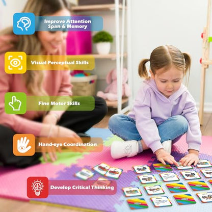 Aizweb Match Game,Memory Game, Vehicle 48 Pcs Toddler Card Games for Kids Ages 3 4 5 6,Flash Cards for Preschool Kindergarten Learning Activities,Educational Toys Homechool Supplies - style: Vehicles