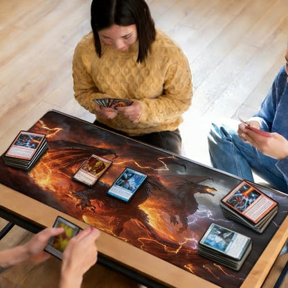 MTG Playmat TCG Card Game Mat Magic The Gathering Play Mat 24x14 Inch - color: Elemental Dragon Rage