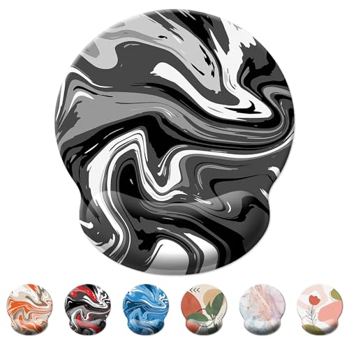 Gaming Mouse Pad Wrist Support,Ergonomic Mouse Pad with Wrist Rest,Comfortable Mousepad with Smooth Wrist Rest,Pain Relief Mouse Pads for Non-Slip Base,Computer,Laptop,Office，Home(Black-Gray Fluid) - color: Black-gray Fluid