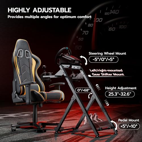 ARES WING Foldable Sim Racing Wheel Stand with Chair Fixing, Compact Design | Racing Simulator Cockpit Compatible with Logitech G29 G920 G923, Fanatec, Thrustmaster, Moza, Simagic, Racing Games Equipment - size: Stand with Chair Fixing