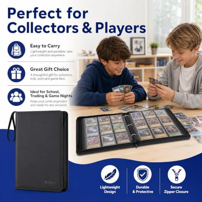 Card Binder 9 Pocket, 900-Card Collecting Binder for Collectors & Players, PU Side-Loading Collectible Trading Card Albums, Acid-Free Archival, MTG Card Holder Binder TCG & Sports Cards - color: 9-Black