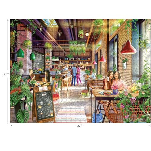 RoseArt - My Happy Place - Neighborhood Cafe 750 Piece Jigsaw Puzzle - Vibrant Coffee Shop Art - Made in USA - style: Neighborhood Cafe