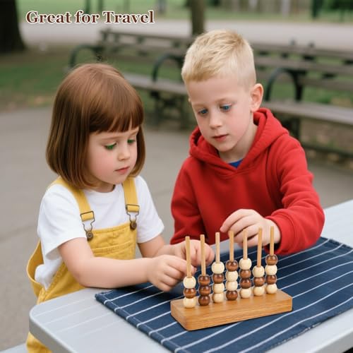4 in a Row Game Wooden - 4 Connect in a Row Classic Strategy Game for Adults Kids,Four Connect Same Colour in a Row,Portable Travel Games Family Board