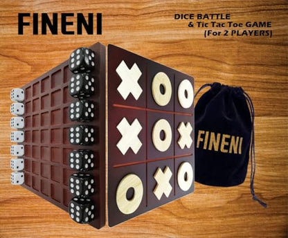 Dice Battle and TicTacToe Dual Sides Board Games, Wooden Coffee Table Games for Adults, 2 Player Best Bar Dice Games, Indoor Tabletop Game & 2 Players Wood Table Top Dice Game (Dual(2)/Brown) - color: Dual(2)/Brown