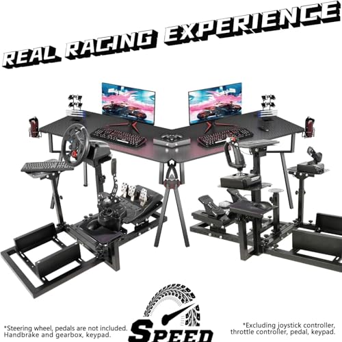 Dardoo Flighting Simulator Cockpit Multifunctional Fit for HOTAS Warthog, for Logitech G923, for Thrustmaster T80 T150,Only Wheel Stand Not Including Seat Wheel Pedal Handbrake Throttle Joystick