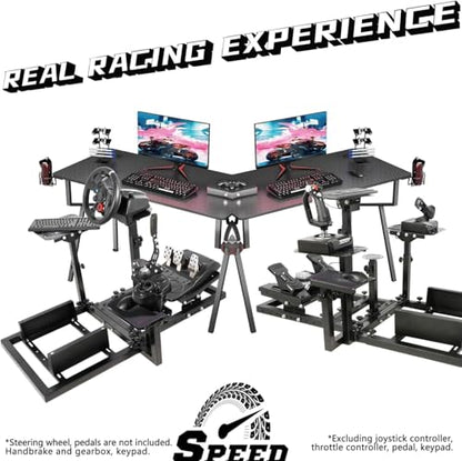 Dardoo Flighting Simulator Cockpit Multifunctional Fit for HOTAS Warthog, for Logitech G923, for Thrustmaster T80 T150,Only Wheel Stand Not Including Seat Wheel Pedal Handbrake Throttle Joystick