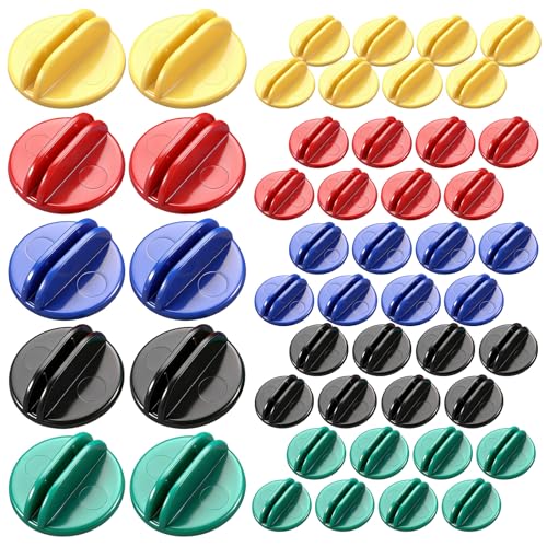 50 Pcs Multicolor Mini Card Stands Plastic Place Card Holders Paper Miniature Bases Paper Board Clips for Game Table Numbers Business Price Tags Menus Labels Party, 1 Inch in Diameter - style: Multicolor