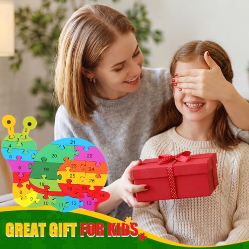 Yunsailing 4 Pcs Alphabet Jigsaw Puzzle Wooden Blocks Toys Alphabet Educational Toddler Puzzle Toys for Preschool Learning Party Favor Gift Learning(Snake, Snail, Duck, Dog) - style: Snake, Snail, Duck, Dog