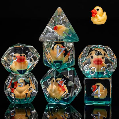 Resin D&D Dice Set, 7pcs Polyhedral Dice (D4, D6, D8, D10, D12, D20, D%) for Dungeons and Dragons, RPG, MTG (Yellow Duck) for Ages 15 and Up - color: Yellow Duck
