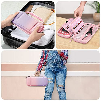 FINTIE Carrying Case for Nintendo Switch Lite 2019, [Shockproof] Hard Shell Protective Cover Travel Bag with Game Card & Micro SD Card Slots for Switch Lite Console & Accessories, Fantasy Ombre - color: fantasy ombre