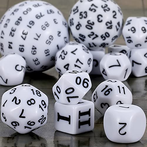 CiaraQ DND Polyhedral Dice Set (15pcs) D4-D100 Game Dice with Dice Bag | Acrylic Role Playing Dice for Dungeons and Dragons MTG Table Games (White & Black) - color: White & Black