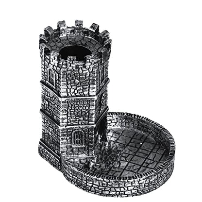 Castle DND Dice Tower, Dice Rolling Tower for Role Playing Games | Ancient Silver, Resin Material, D&D Accessory, DM Gift, Dungeons and Dragons RPG Board Games Tabletop Games - color: Nickel-silver