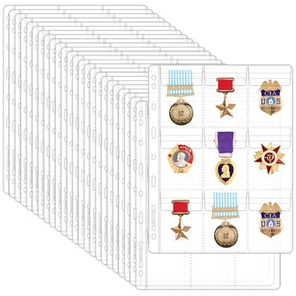 25 Sheets Coin Pocket Pages - 9 Pocket Standard 9-Hole 225 Pockets Inserts Collecting Sleeves for Coins [93mm X 65mm Each Pocket] CS0312509 - color: 9 Pocket(65mm X 93mm Each Pocket), size: 25 Sheets