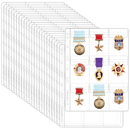 25 Sheets Coin Pocket Pages - 9 Pocket Standard 9-Hole 225 Pockets Inserts Collecting Sleeves for Coins [93mm X 65mm Each Pocket] CS0312509 - color: 9 Pocket(65mm X 93mm Each Pocket), size: 25 Sheets