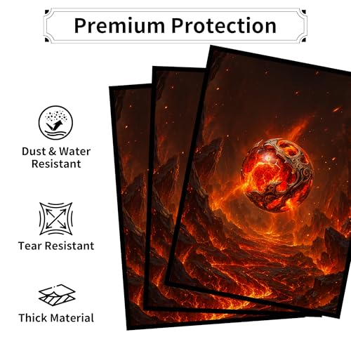 MTG Card Sleeves - Element Series (Earth/Fire/Wood/Water/Dark) - Ultra Clear Front & Matte Finish Back, 100 Count Standard Size Matte Art Sleeve for Magic The Gathering (Eternal Pyre) - color: Eternal Pyre