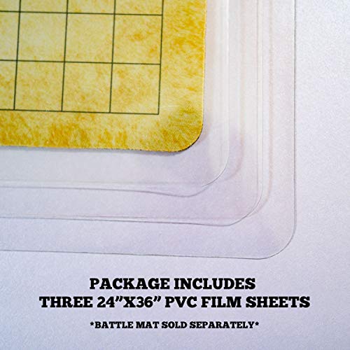 Abishai RPG Battle Grid Mat Accessory 24" x 36" Dry Erase PVC Film 3PCs - Table Top Role Playing Map - DND Role Play - Dungeons and Dragons Maps