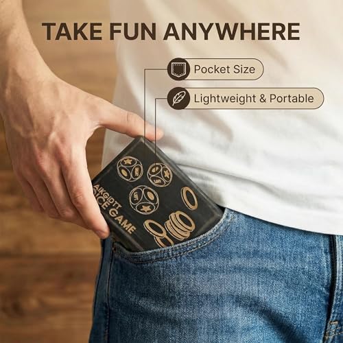 Left Right Roll Dice Game Set, 3 Wood Dice & 36 Plastic Chips | Travel Wooden Box, Fun Family Party Dice Games, For Adults, Teens & Friends, Black - color: Black