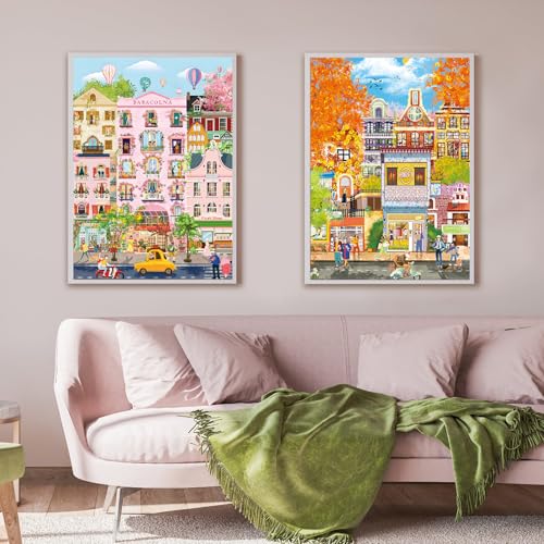 Romantic Street Scene Jigsaw Puzzles for Adults 1000 Pieces, Interlock Perfectly No Dust, Impossible Difficult Hard Fun 1000 Piece Jigsaw Puzzles for Adults-1:1 Poster - color: Dream Street