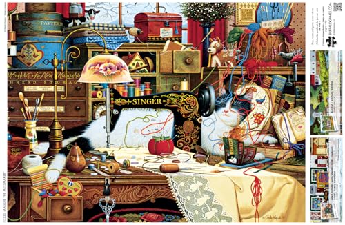 Buffalo Games - Charles Wysocki Maggie The Messmaker - 1000 Piece Puzzle | Art by Charles Wysocki, Frameable Art, Made in USA, Recycled Board, Includes Poster, Challenging, intermediate to expert