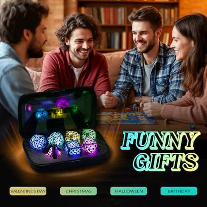 LED DND Dice Set, Light up Dice Rechargeable for RPG DM Gifts, RGB-LL | ZHOORQI Polyhedral Dice Set with Charging Box, Glow in The Dark Dice for D and D (Dungeons and Dragons) Role Playing Game - color: Rgb-dragon Scales