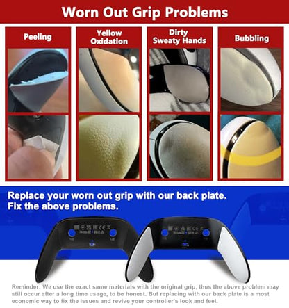 Replacement Back Shell Cover Trim for DualSense Edge Controller Compatible with PS5 DSE- Clip-On Housing with OEM-Spec Soft Rubber Grip, Fixes Yellowing & Peeling (Black) - color: Black