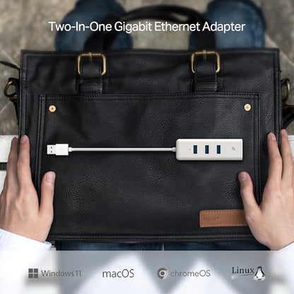 TP-Link USB 3.0 to Ethernet Adapter (UE330) - Portable 3-Port USB Hub with 1 Gigabit RJ45 Ethernet Port, Laptop Network Adapter, Supports Win 7/8/8.1/10, Mac OS X (10.6-10.14), Linux OS and Chrome OS - style: USB-A with 3-Ports