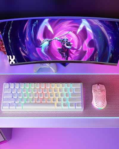 SOLAKAKA SM600 Pink Wireless Gaming Mouse with Honeycomb Shell, Side Buttons,Tri-Modes(BT5.1+BT5.1+2.4GHz) Lightweight RGB Wireless Mouse for PC/Tablet/Desktop/Office/Games - color: pink