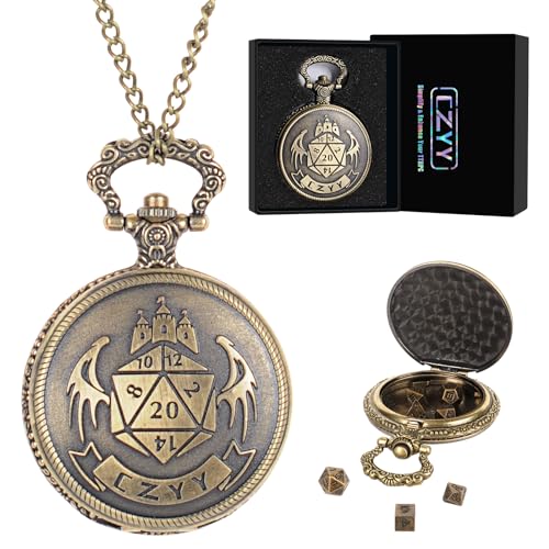 CZYY Mini Metal Polyhedral Dice Set, 6 mm Dice with Watch Shell Case | 7 Micro Metal Dice, Zinc Alloy, Pocket Watch Shell Case, RPG Gift, For Travel Games, Desk Displays & Dice Collections