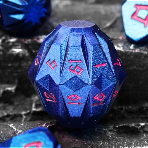 FONVGOGO Metal DND Dice Set for Dungeons and Dragon Gift RPG DND Campaign | Unique Cool Stonehenge Design,Polyhedral D and D Dice for DND Lovers Tabletop Role Playing Games TTRPG, Blue Pink - color: S Blue Pink