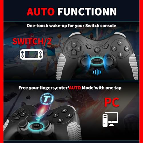 NBCP W5 Wired Controller for Switch 2,Switch,PC,PS3 Gamepad | Dual Vibration,Hall Effect Joystick,Turbo,Wake-up,C Button,Screenshot,10-Foot USB Cable,Plug and Play,Black