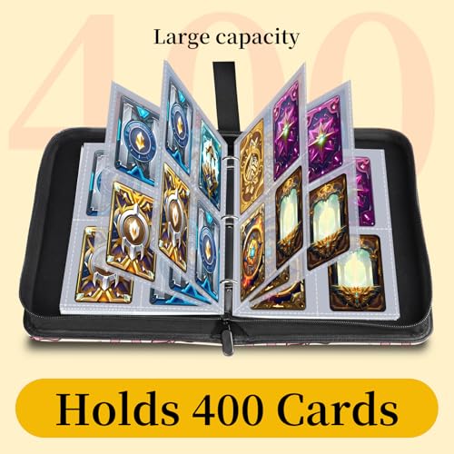 AXUASSILD 4 Pocket Card Binder, Premium Trading Card Holder Fits 400 Cards With 50 Removable Sleeves, Cute Portable Collection Card Ablum Holder Cute Pink Bowtie - color: Cute Pink Bowtie