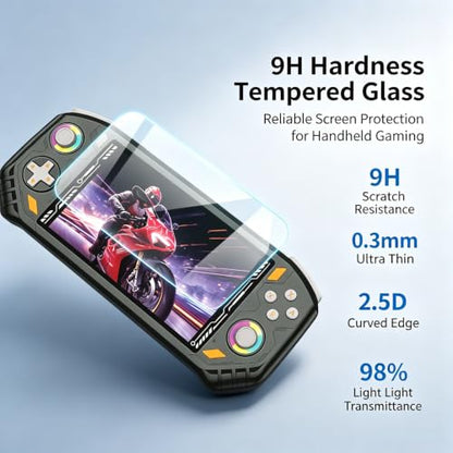 TEHAOUU Handheld Game Tempered Glass Protector, Compatible with AISLPC RG52 Pro Max Retro Game Console, Clear Display Cover for Portable Game Play (2)