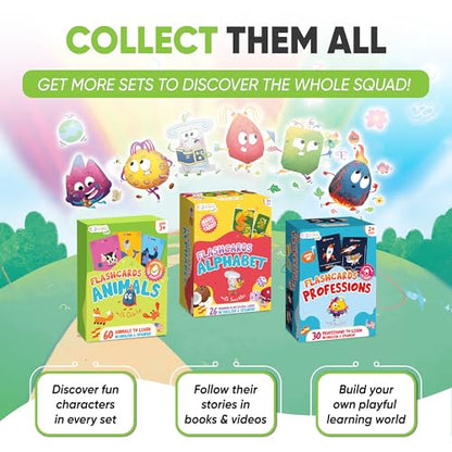 Kidrox Animals Flash Cards, English Learning Cards with Spanish Translations Included, Indestructible Double-Sided, 30 Cards - style: Animals