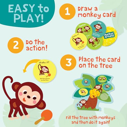 Peaceable Kingdom Deluxe Monkey Around First Game for Toddlers | Deluxe active first game for toddlers—dance and play with beanbag banana and maraca. Cooperative bonding, ages 2+ - style: Deluxe