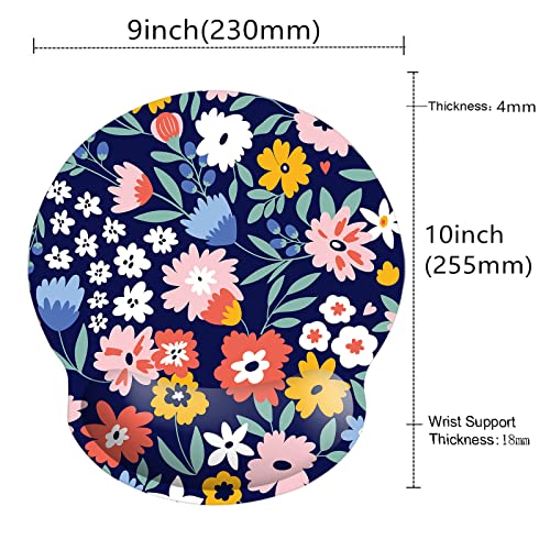 Memory Foam Wrist Support Mouse Pad Comfortable Padded Wrist Mousepads 9in X10in Desktop Notebook Mouse Mat (Vibrant Flower Foam) - color: Vibrant Flower Foam