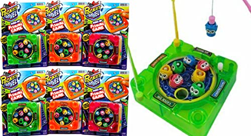 JA-RU Pocket Travel Magnetic Fishing Game (6 Toys) Classic Rotating Mini Family Board Games for Kids. Preschool Educational Games. Travel Car Games. Bulk Party Favors Birthday Gifts. 3205-6p - style: Classic