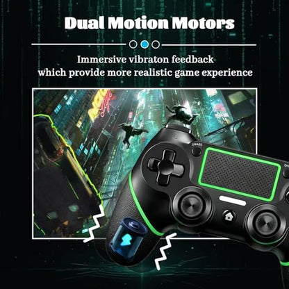 Wireless Controller for Ps4 Controller Compatible with PS4/Slim/Pro/Windows PC,with Touchpad/Vibration/Built-in Speaker&3.5mm Headphone Jack/Six-axis Motion Control/USB-C Charging Cable,Black Green - color: Green Blacck