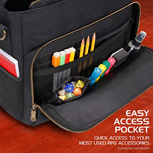 ENHANCE Tabletop RPG Player's Essentials DND Bag - Dungeons and Dragons Messenger Bag Fits Player's Handbook, Binders, Dice & Accessories with 17 inch Laptop Compartment and Battlemap Carrying Straps - color: Player's Bag