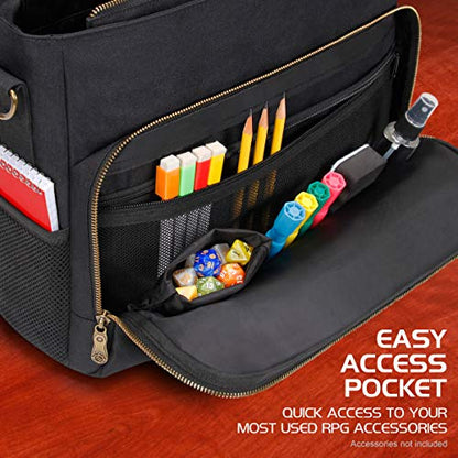 ENHANCE Tabletop RPG Player's Essentials DND Bag - Dungeons and Dragons Messenger Bag Fits Player's Handbook, Binders, Dice & Accessories with 17 inch Laptop Compartment and Battlemap Carrying Straps - color: Player's Bag