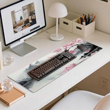31.5”x11.8”Large Gaming Mouse Pad for Desk, Mouse Mat with Seamed Edges, Waterproof Desk Pad, Non-Slip Rubber Base, Keyboard Pad Computer Mat, Big XL Mousepad-japannese Landscape Painting - color: Japannese Landscape Painting