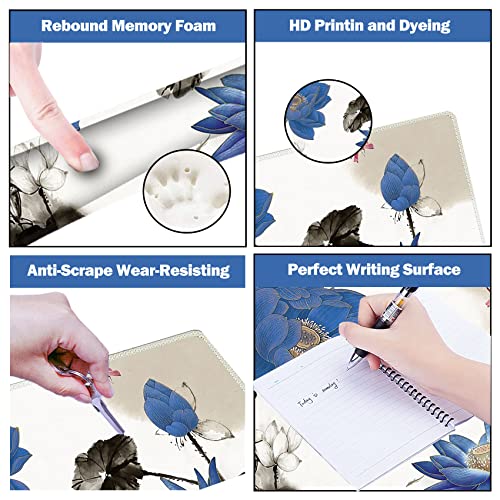 ARTSO Extended Gaming Mouse Pad Set, Keyboard Wrist Rest Support Pad + Wrist Cushion + XXL Large Mouse Pad + Coaster, Stitched Edge, Non-Slip, Memory Foam Desk Mat, Blue Lotus Ink Painting - color: Blue Lotus Ink Painting