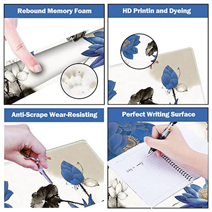 ARTSO Extended Gaming Mouse Pad Set, Keyboard Wrist Rest Support Pad + Wrist Cushion + XXL Large Mouse Pad + Coaster, Stitched Edge, Non-Slip, Memory Foam Desk Mat, Blue Lotus Ink Painting - color: Blue Lotus Ink Painting