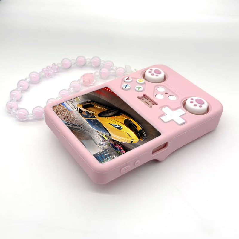Silicone Case for R36S Handheld Game Console Protective Case with Lanyard Button Cover Accessory for Gift (Pink) - color: Pink