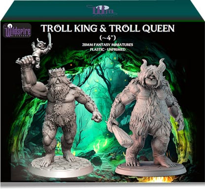 Wildspire Troll King and Queen for D&D Miniatures - Paintable Troll Figures for Dungeons & Dragons Fantasy Tabletop RPG