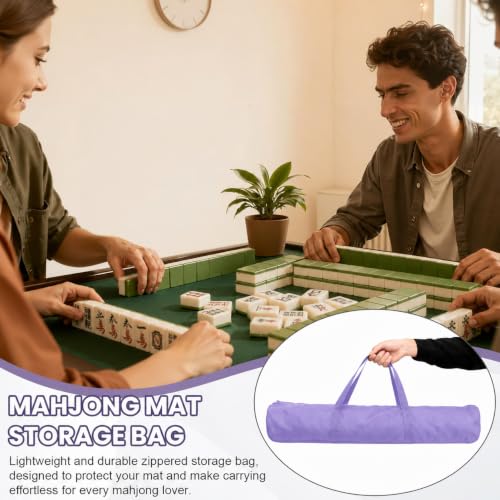 34-Inch Mahjong Mat Bag, Heavy-Duty Canvas Carrying Bag with Center Dual Handles & Smooth Zipper, Fits Mahjong Mat, Racks & Tiles, All-in-One Travel Storage Bag (Purple) - color: Purple