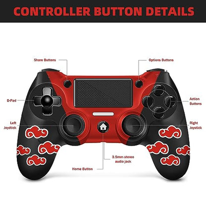 AceGamer Wireless Controller for PS4 Compatible with PS4/Slim/Pro, FTFVaska Gamepad with Enhanced Dual Vibration/Analog Sticks/6-Axis Motion Sensor/Charging Cable/Thumb Caps! (Red Cloudy) - color: Red Cloudy