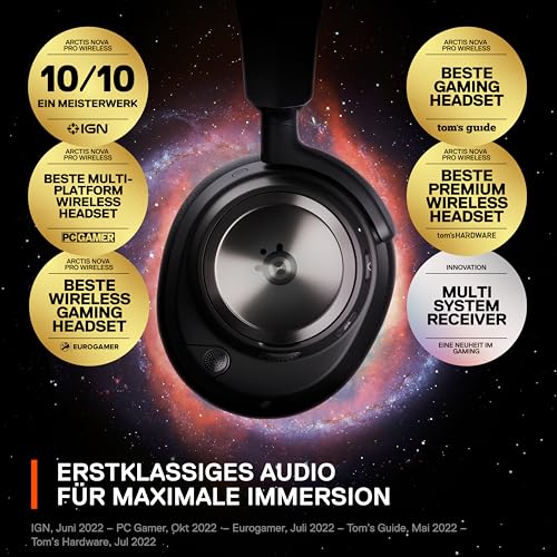 SteelSeries Arctis Nova Pro Wireless Multi-System Gaming Headset - Premium Hi-Fi Drivers - Active Noise Cancellation - Infinity Power System - Stealth Retractable Mic - PC, PS5/PS4, Switch, Mobile - color: Black, style: PC