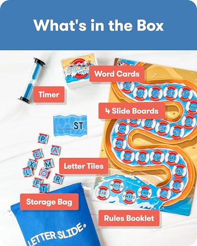 SimplyFun Letter Slide - Enhance Vocabulary and Language Skills with This Educational Game, Focused on Spelling, Consonants & Vowels, Fun for 2-4 Players, Ages 7 & Up - style: Letter Slide